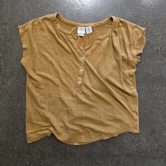 Mustard Linen Blouse - Picture 1 of 3